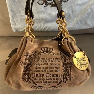 Juicy Couture Royal Juicy Dark chocolate leather handles and Light brown velour